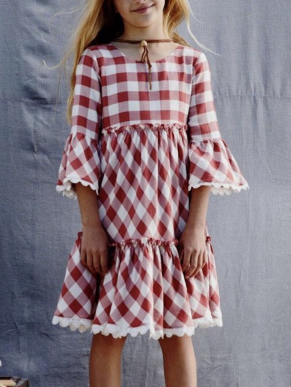 Matilda Jane Just Imagine Kassidy Plaid Twill Gingham Ruffle Dress - Size 6